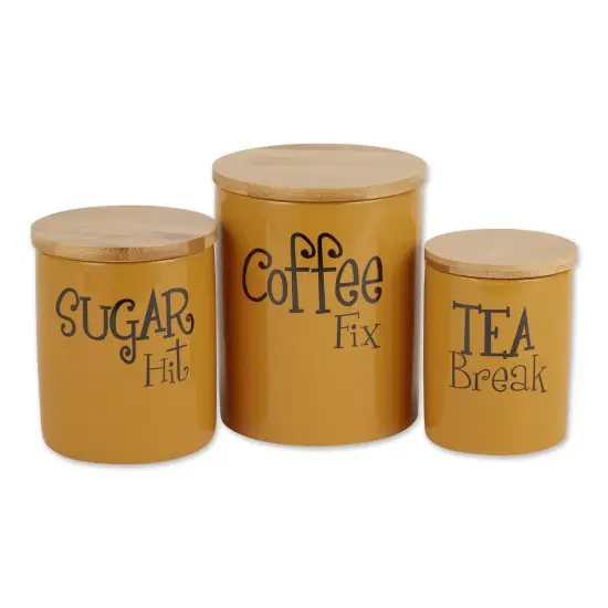 DII Honey Gold Coffee/Sugar/Tea Ceramic Canister (Set of 3) {1}