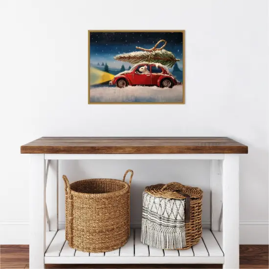 Mouse with Christmas Tree by Lucia Heffernan Canvas Wall Art Print Framed Gold {5}