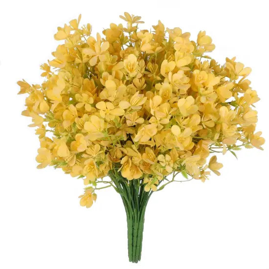 Grand Verde Myosotis Artificial Flowers Real Touch Plastic Faux Bouquets Fake Floral Greenery Stems - 10pcs Bulk Yellow {1}