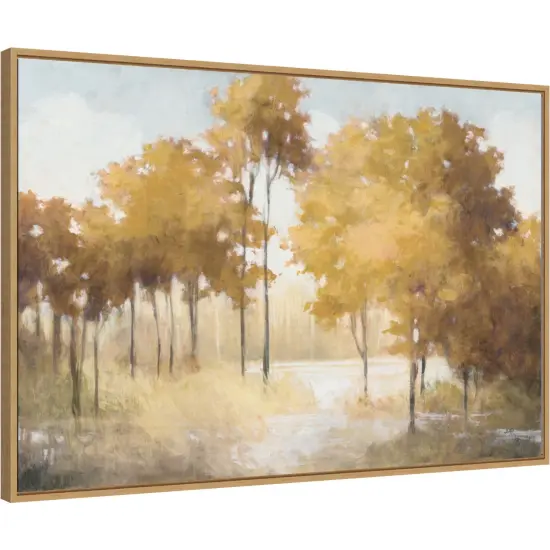 Autumn Lake Gold by Julia Purinton 33-in. W x 23-in. H. Canvas Wall Art Print Framed in Natural {1}