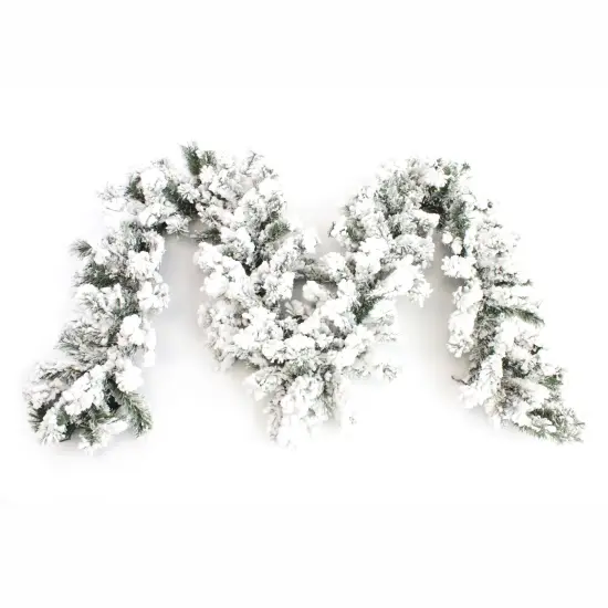 Perfect Holiday 9ft Pre-Lit Garland With Heavy Snow Flock {2}