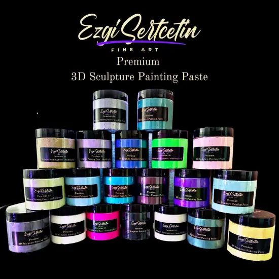 3D Premium Sculpture Painting Paste|Texture Paste|Decorative Plaster|Ready to Use|Ideal for Artwork|Stencil|Flowers|Texture|Art Relief|New Formula| 6 oz by Volume|Ezgi Sertcetin Metallic white {2}