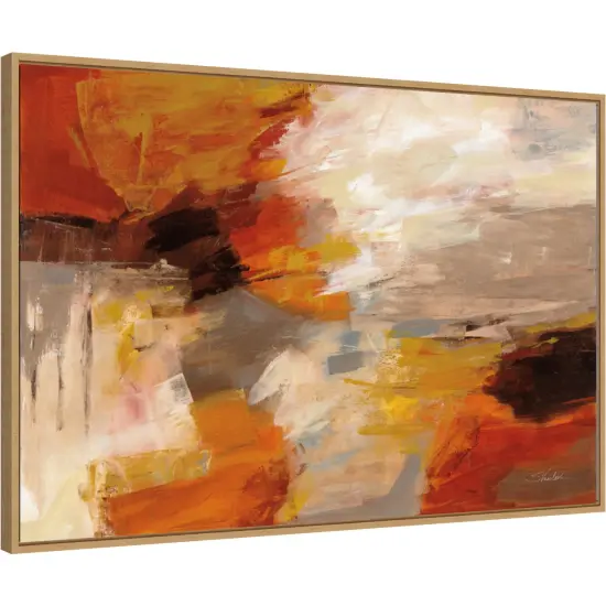 Falling Leaves by Silvia Vassileva 33-in. W x 23-in. H. Canvas Wall Art Print Framed in Natural {1}