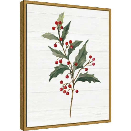 Christmas Moments IV (Holly) by Silvia Vassileva Canvas Wall Art Print Framed Gold {1}