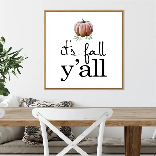 Its Fall YAll Pumpkin by Amanti Art Portfolio 22-in. W x 22-in. H. Canvas Wall Art Print Framed in Natural {4}