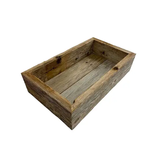 Rustic Farmhouse Decorative Organizer Wood Storage Box Grey {1}