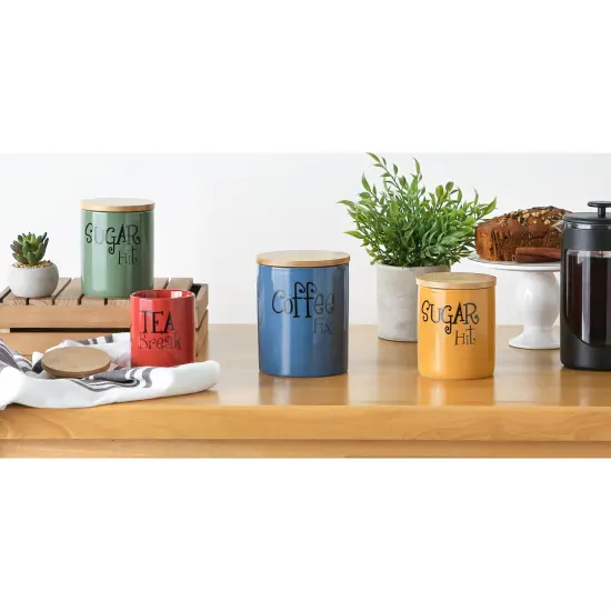 DII Blue Coffee/Sugar/Tea Ceramic Canister (Set of 3) {5}