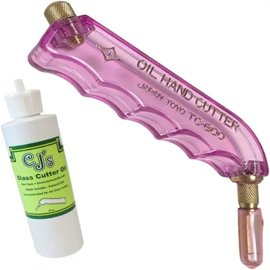 [TC-600PRV] TOYO&trade; Pistol Grip Glass Cutter + Cutting Oil 8 Oz {1}