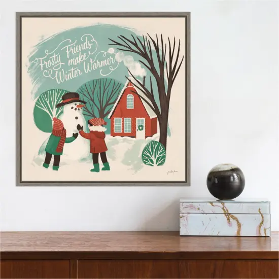 Winter Bliss III Snowman by Janelle Penner Canvas Wall Art Print Framed {4}