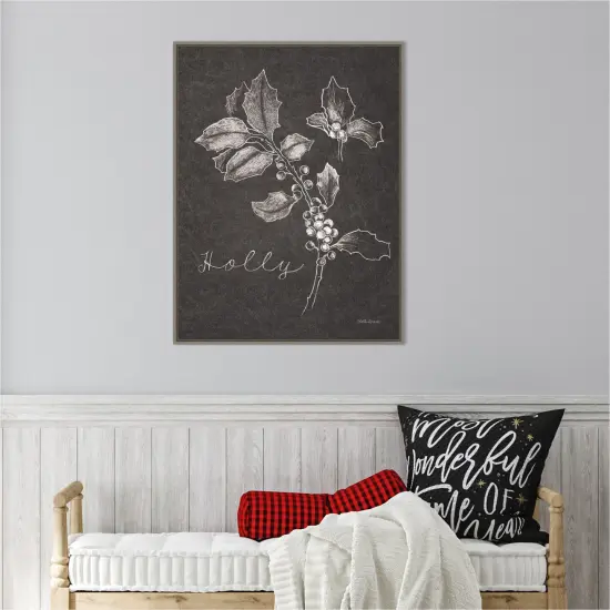 Black and White Chalkboard Christmas II by Beth Grove 23-in. W x 30-in. H. Canvas Wall Art Print Framed in Grey {5}