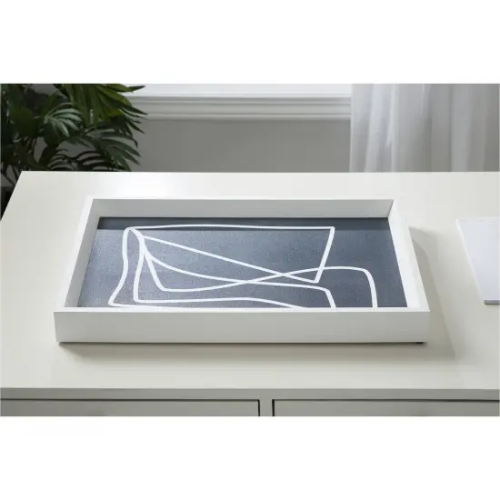 Amanti Art Decorative Wood Tray 13"x19" featuring 'Lines in Blue' by Beth Vassalo by Beth Vassalo Framed Art Print {5}