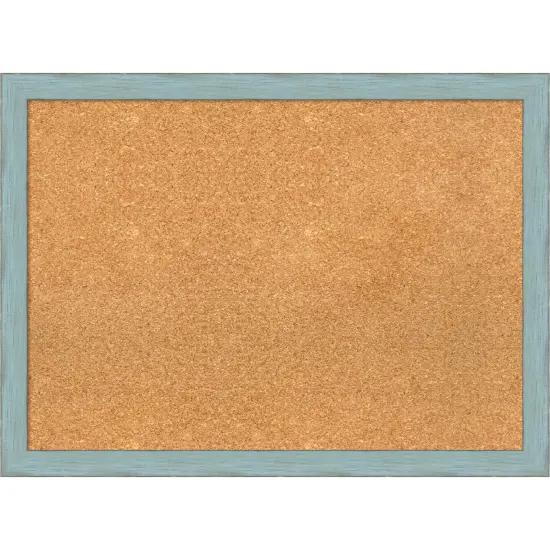 Cork Board, Sky Blue Rustic Wood Frame - Bulletin Board, Organization Board, Pin Board Natural Cork {1}