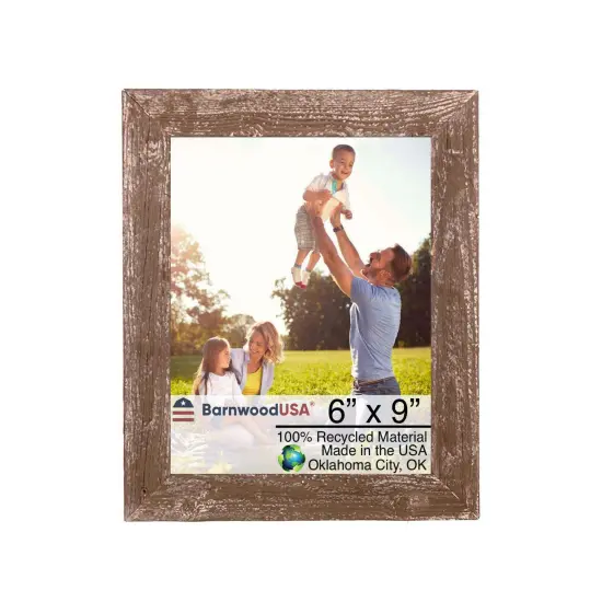 Rustic Farmhouse Standard 6 in. x 9 in. Tabletop Reclaimed Wood Picture Frame Brown {1}