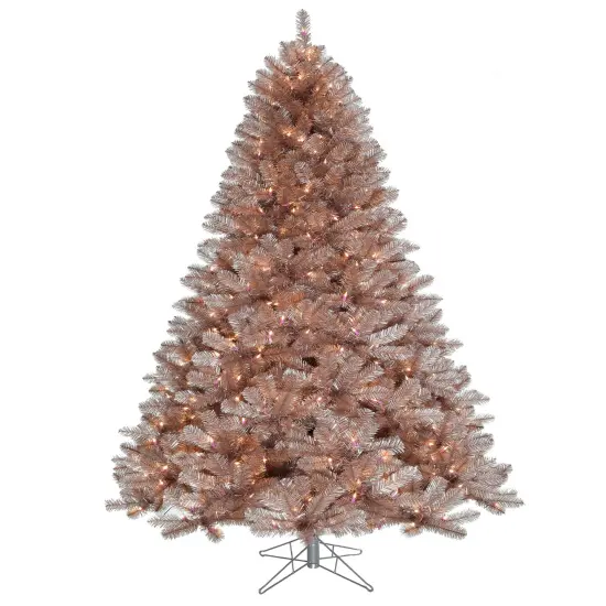Perfect Holiday 5' Pre-lit Rose Gold Oregon Fir Tinsel Tree {1}