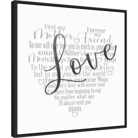 Mother's Day Heart Love by Cynthia Coulter 22-in. W x 22-in. H. Canvas Wall Art Print Framed in Black {1}