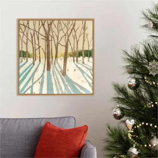 Winter Shadows I by Megan Meagher 22-in. W x 22-in. H. Canvas Wall Art Print Framed in Natural {5}