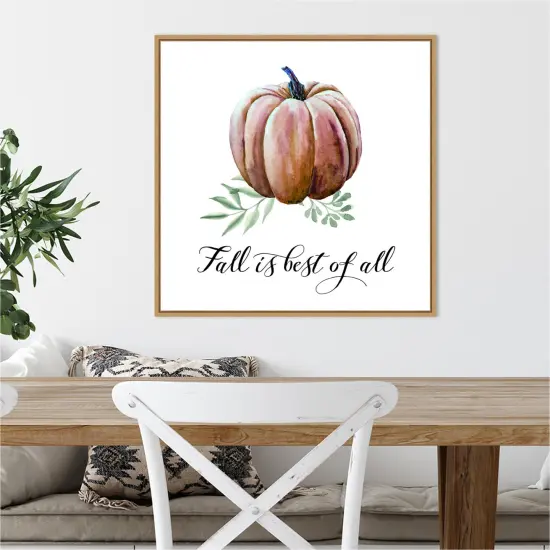 Fall Is Best Of All Pumpkin by Amanti Art Portfolio 22-in. W x 22-in. H. Canvas Wall Art Print Framed in Natural {4}