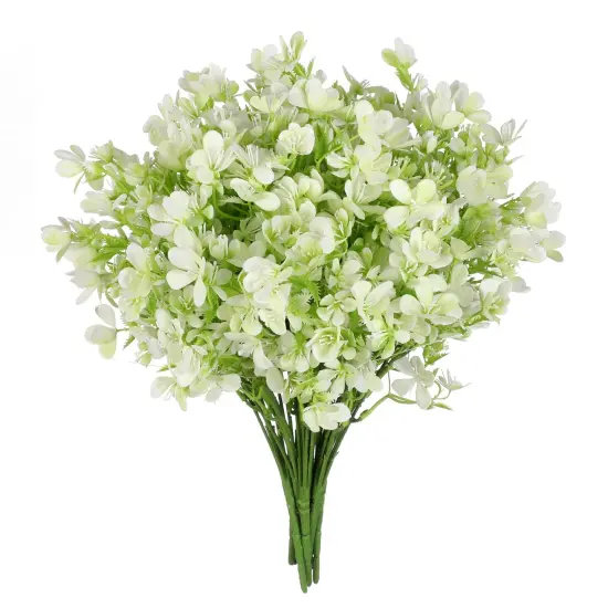 Grand Verde Myosotis Artificial Flowers Real Touch Plastic Faux Bouquets Fake Floral Greenery Stems - 10pcs Bulk White {1}