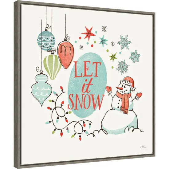 Retro Christmas V by Janelle Penner 22-in. W x 22-in. H. Canvas Wall Art Print Framed in Grey {1}