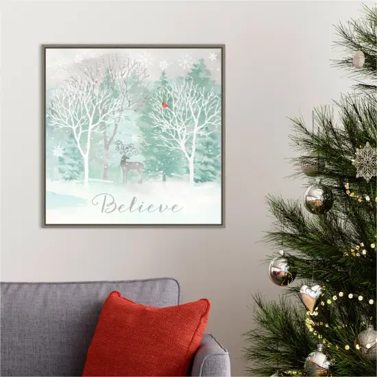 Peace on Earth Silver I by Cynthia Coulter 22-in. W x 22-in. H. Canvas Wall Art Print Framed in Grey {5}