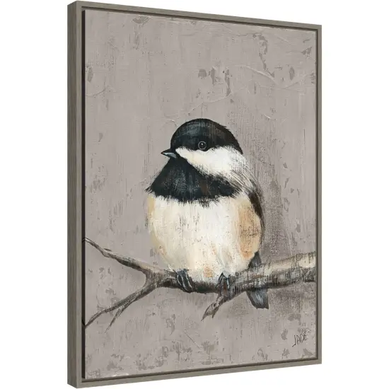 Winter Bird IV by Jade Reynolds 18-in. W x 24-in. H. Canvas Wall Art Print Framed in Grey {1}