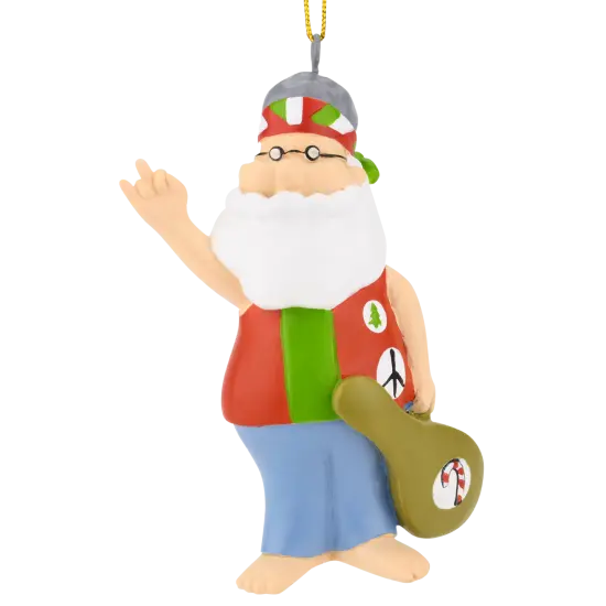 Hippie Santa Resin Christmas Ornament {1}