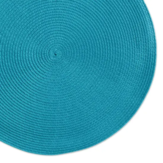 PLACEMAT ROUND PP WOVEN BAJA BLUE Set of 6 {2}