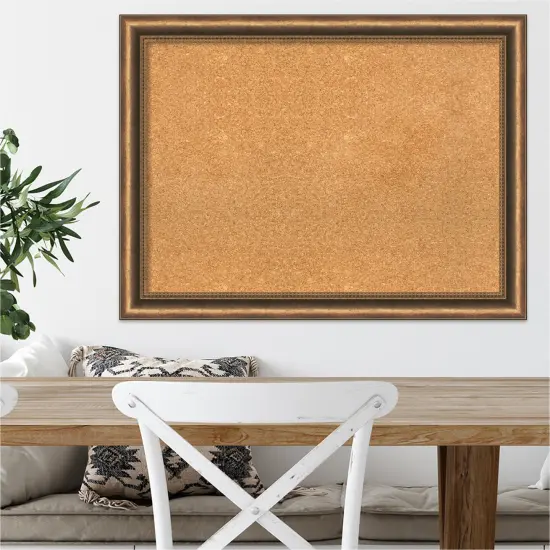 Natural Cork Board (32 in. x 24 in.), Manhattan Bronze Narrow Wood Frame - Bulletin Board, Organization Board, Pin Board {4}