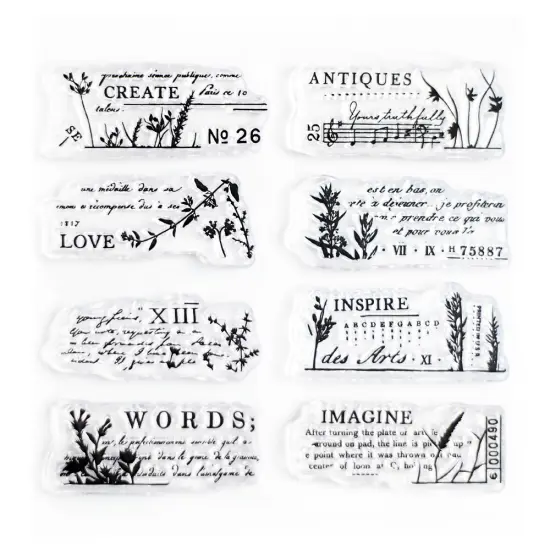 Floral Words Small Clear Stamps 4x4 inch by Wintertime Crafts {1}