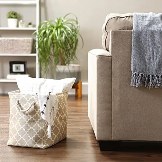 DII Polyester Bin Lattice Vintage Linen Rectangle Large {5}