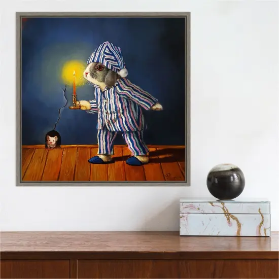 The Night Before Christmas Mouse by Lucia Heffernan Canvas Wall Art Print Framed Grey {4}