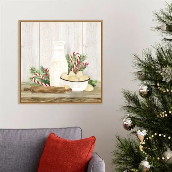 Christmas Kitchen II by Tara Reed 22-in. W x 22-in. H. Canvas Wall Art Print Framed in Natural {5}