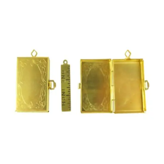 Brass Hinged Floral Print Book Lockets (M907) {2}
