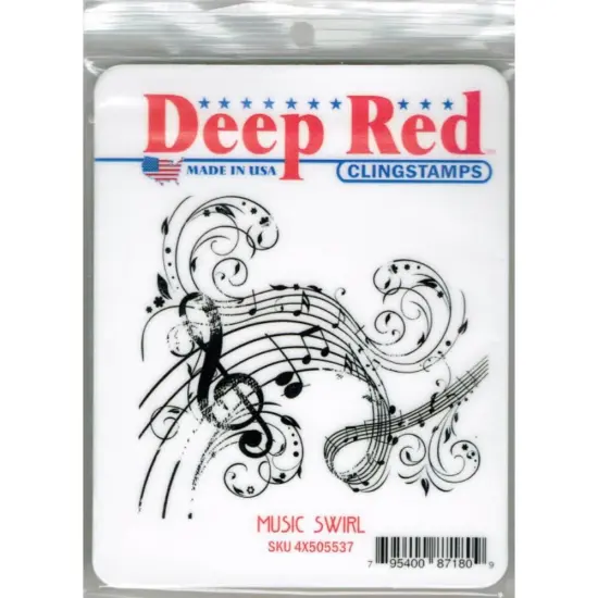 Deep Red Stamps Music Swirl Rubber Stamp 3 x 3.1 inches {2}