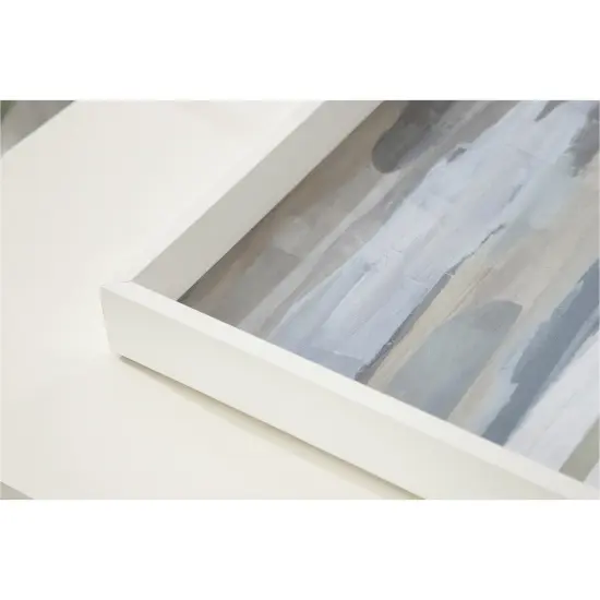 Amanti Art Decorative Wood Tray 13"x19" featuring 'Intuition Blue and Tan' by Jackie Hanson by Jackie Hanson Framed Art Print {4}