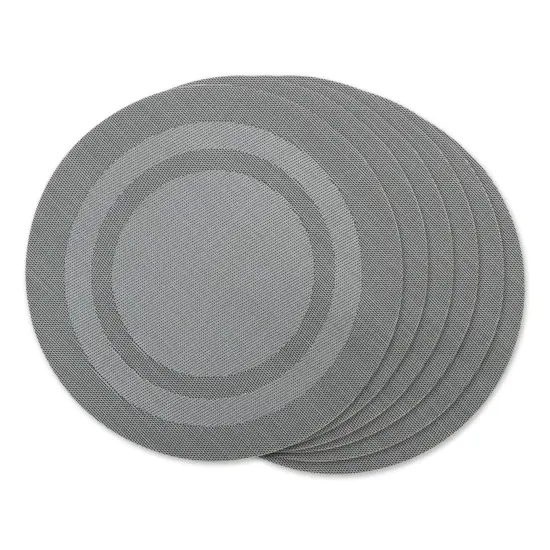 DII Gray Round PVC Doubleframe Placemat 6 Piece {1}
