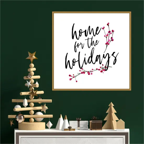 Home for the Holidays by Amanti Art Portfolio 22-in. W x 22-in. H. Canvas Wall Art Print Framed in Gold {4}