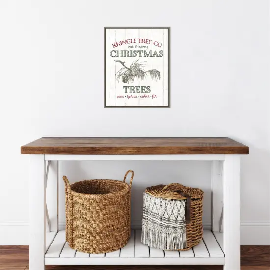 Christmas Tree Farm Sign by Wild Apple Portfolio Canvas Wall Art Print Framed Grey {5}