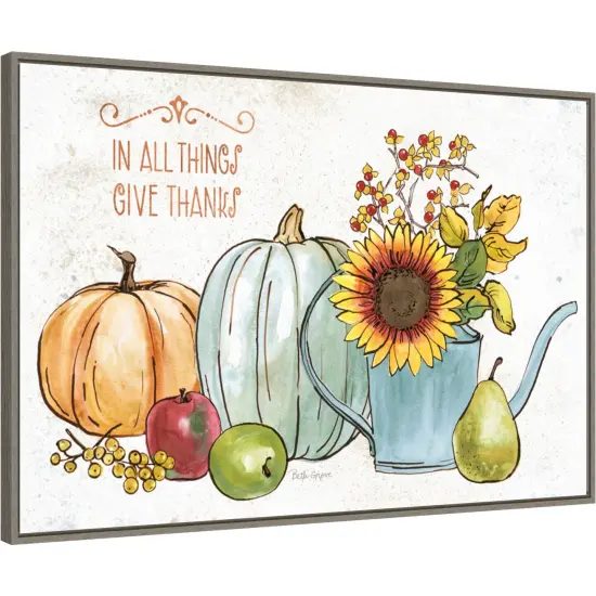 October Garden XIII by Beth Grove 33-in. W x 23-in. H. Canvas Wall Art Print Framed in Grey {1}