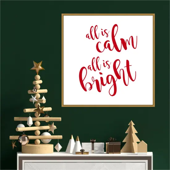 All is Calm Script Red by Amanti Art Portfolio 22-in. W x 22-in. H. Canvas Wall Art Print Framed in Gold {4}