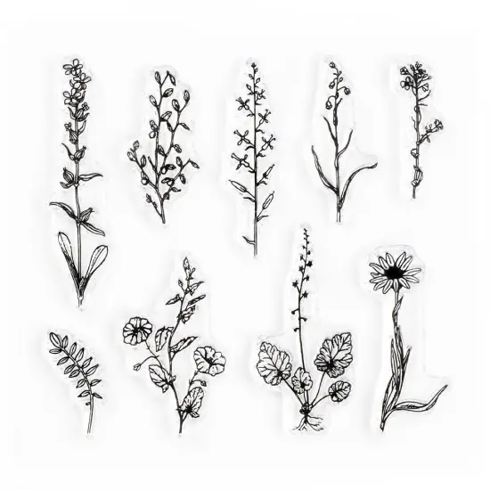 Vintage Plants and Flowers Small Clear Stamps 4x4 inch by Wintertime Crafts {1}