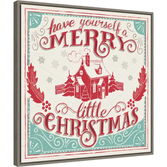 Merry Little Christmas V by Janelle Penner 22-in. W x 22-in. H. Canvas Wall Art Print Framed in Grey {1}