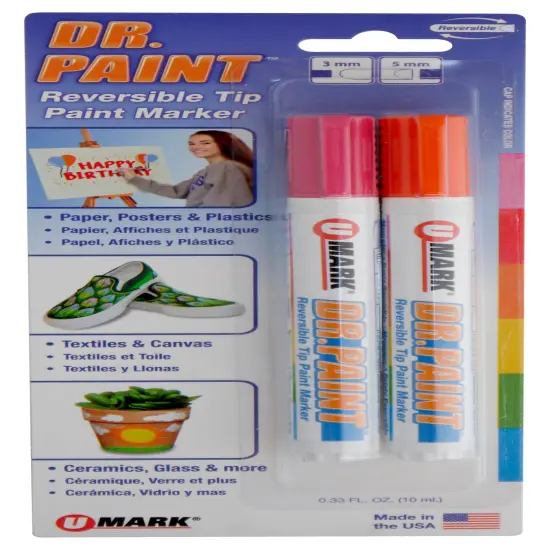 U-Mark DR. PAINT&trade; Reversible Tip Paint Marker - Pink/Orange {1}