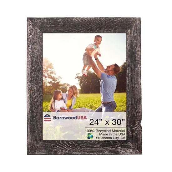 Rustic Farmhouse 24 in. x 30 in. Reclaimed Wood Picture Frame Black {1}