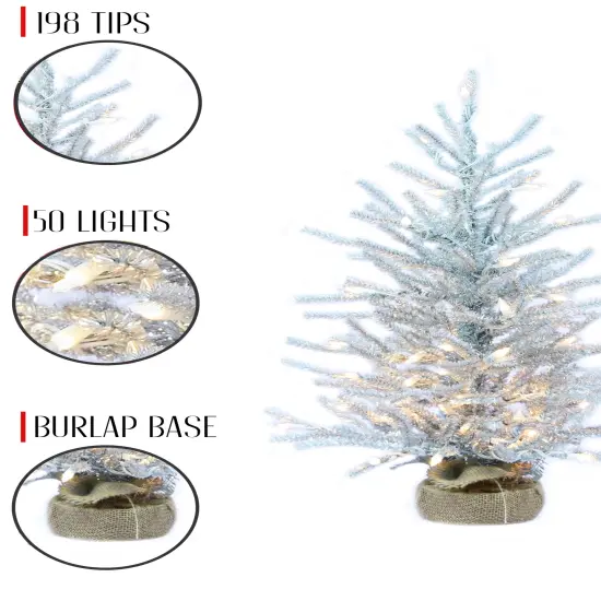 Perfect Holiday 24" Pre-Lit Silver Christmas Tree With Burlap Base {2}