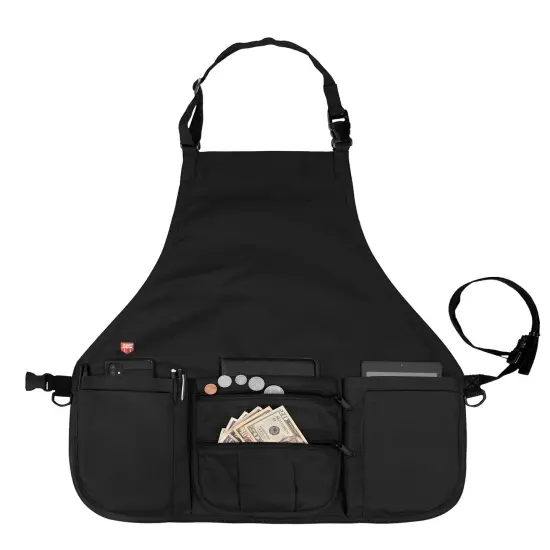 Smart Apron Bib Apron 7 Pockets with Zippers Adjustable Quick-Release Waistband 60 Inches Long, 16 Reinforced Stress Points for Crafters, Teachers, Artists, Scrap Bookers, Sewing, Concessions Green {2}