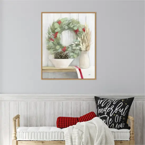 Natural Christmas I by Julia Purinton 23-in. W x 28-in. H. Canvas Wall Art Print Framed in Natural {5}