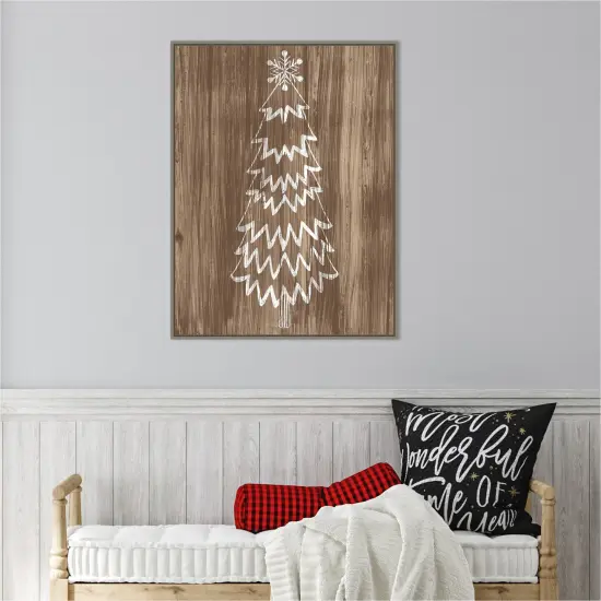 Barnwood Wonderland VIII Tree by June Erica Vess 23-in. W x 30-in. H. Canvas Wall Art Print Framed in Grey {5}