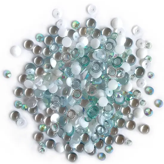 Buttons Galore Sparkletz&reg; Embellishments Bundle, Iridescent Diamonds, Half Pearls, Sequins & Seed Beads Ocean - 50 Grams {3}