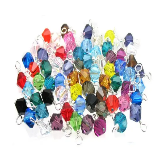 Crystal Bicone Bead Dangles, Bulk Colorful Dangle Charm Mix, 25 assorted pieces, Adorabilities {5}
